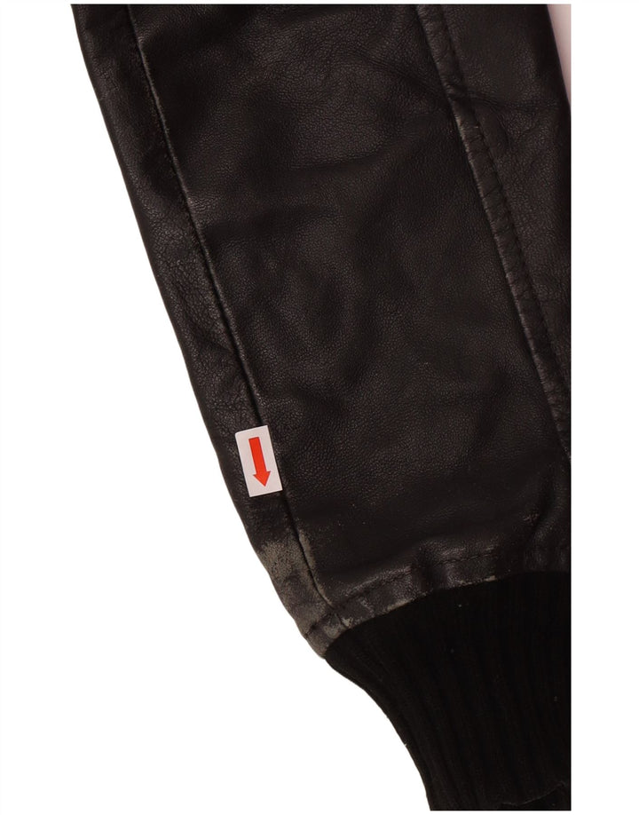 XDYE Γυναικείο Δερμάτινο Μπουφάν UK 10 Small Black Leather Biker