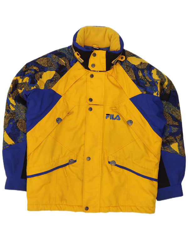 Fila Ανδρικό μπουφάν σκι με κουκούλα IT 46 Small Yellow Colourblock Polyester Sports