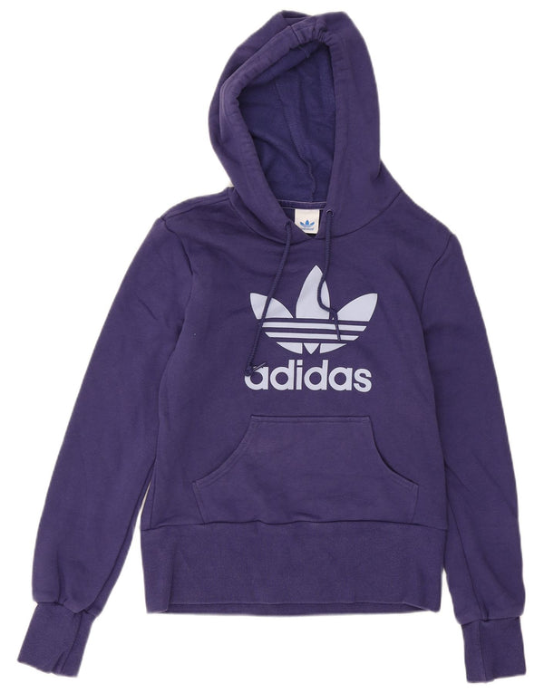 Adidas Girls Graphic Hoodie Jumper 13-14 Years Purple Cotton