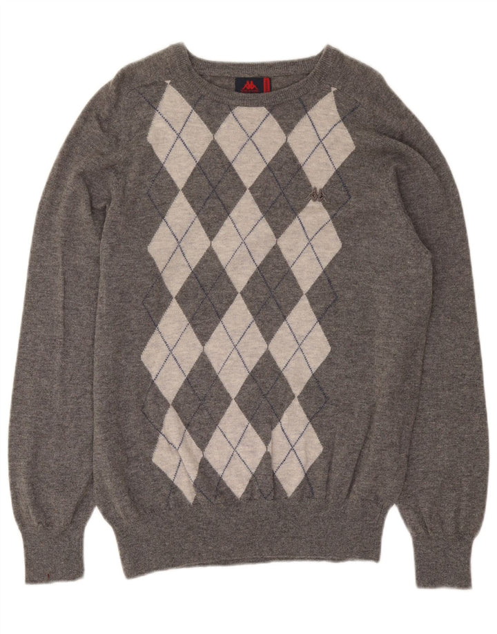 Ανδρικό πουλόβερ Kappa Boat Neck Jumper Medium Grey Argyle/Diamond Wool