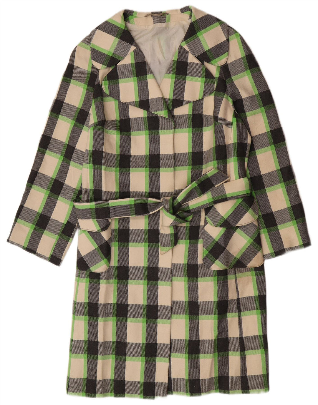 Vintage Γυναικείο Πανωφόρι UK 12 Μεσαίο Πολύχρωμο Check New Wool