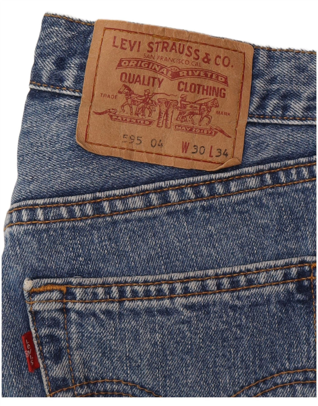 Levi's Womens 595 Straight Jeans W30 L34 Blue Cotton