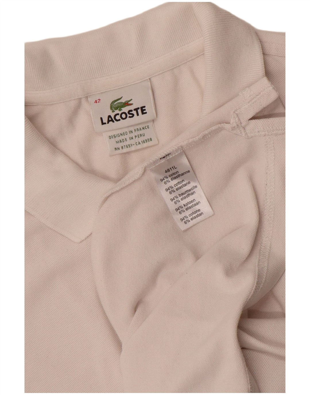 Γυναικείο πουκάμισο Polo Lacoste Μέγεθος 42 Μεγάλο λευκό βαμβακερό