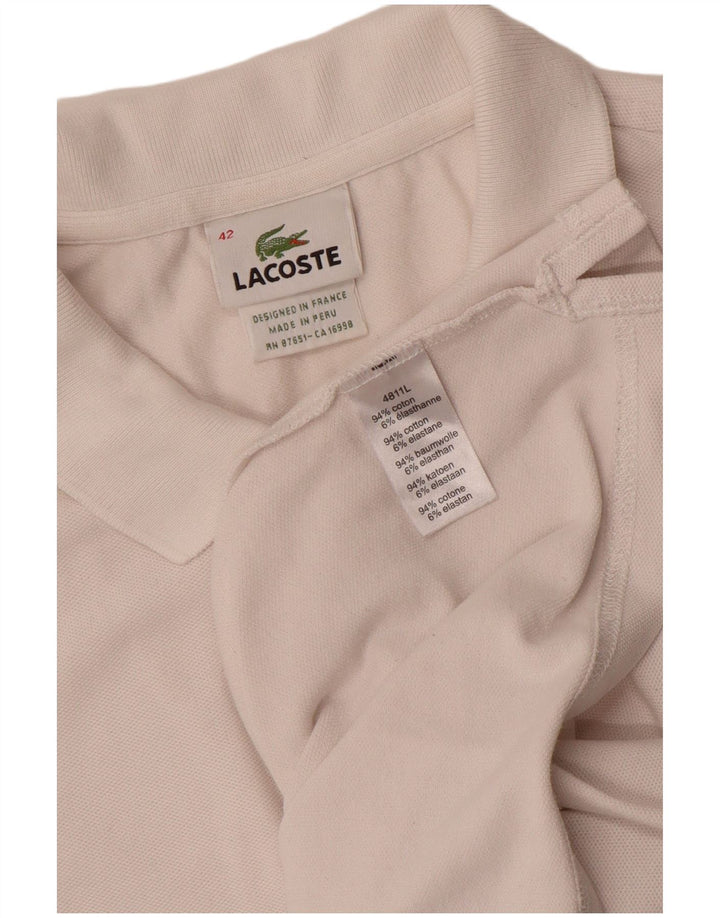 Γυναικείο πουκάμισο Polo Lacoste Μέγεθος 42 Μεγάλο λευκό βαμβακερό