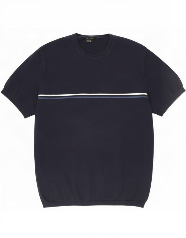 Ανδρικό T-Shirt Massimo Dutti Top XL Navy Blue Cotton