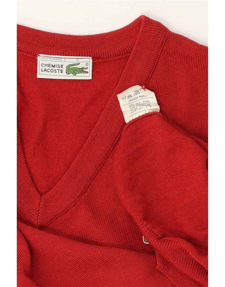Ανδρικό πουλόβερ Lacoste με V λαιμόκοψη, Μέγεθος 4 Μεσαίο Κόκκινο Νέο Μαλλί