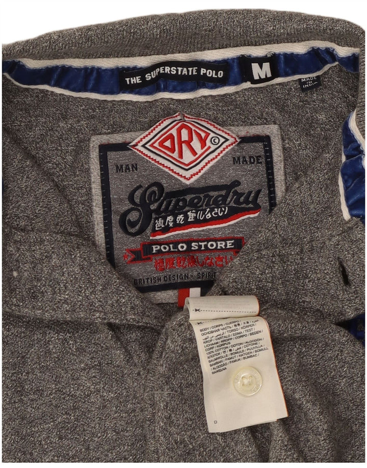 Ανδρικό γραφικό μπλουζάκι πόλο SUPERDRY Βαμβακερό μεσαίο γκρι