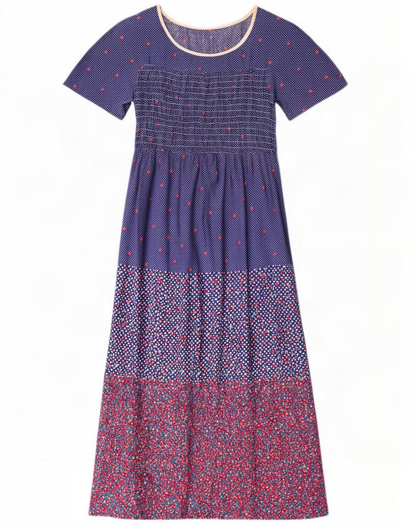 Vintage γυναικείο μάξι φόρεμα UK 10 Small Blue Floral Βαμβακερό