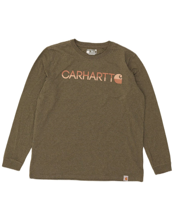 Carhartt Womens Loose Fit Graphic Top μακρυμάνικο US 12/14 Large Khaki