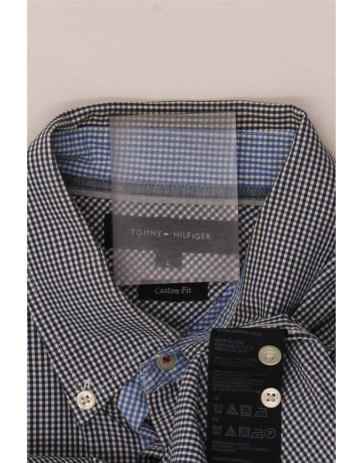 Ανδρικό πουκάμισο Tommy Hilfiger Custom Fit μεγάλο μπλε βαμβακερό Gingham