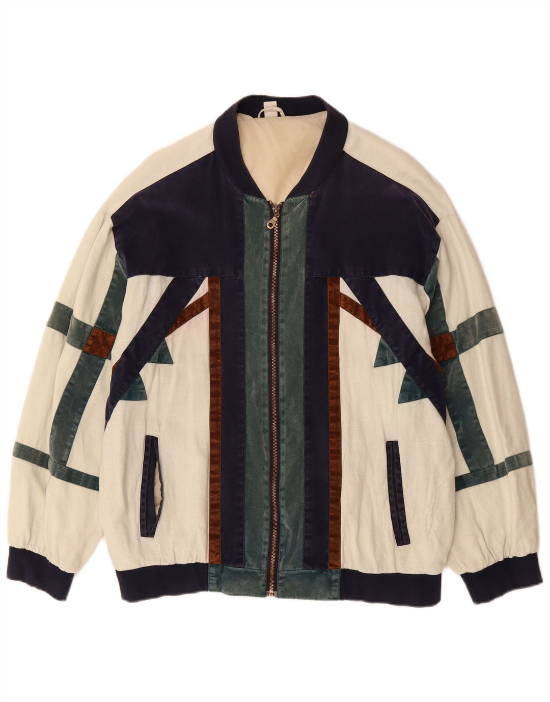 Ανδρικό μπουφάν VINTAGE Loose Fit Bomber UK 36 Small Off White Colourblock