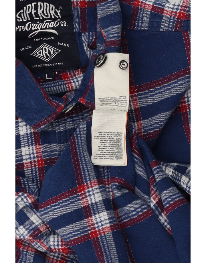 Ανδρικό φανελένιο πουκάμισο Superdry μεγάλο μπλε ναυτικό, βαμβακερό