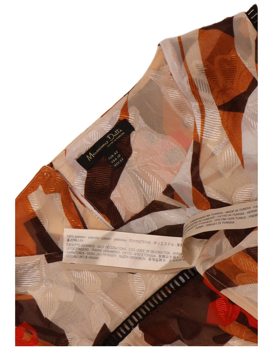 Massimo Dutti Γυναικεία See Through Μπλούζα Top EU 42 Large Beige Floral