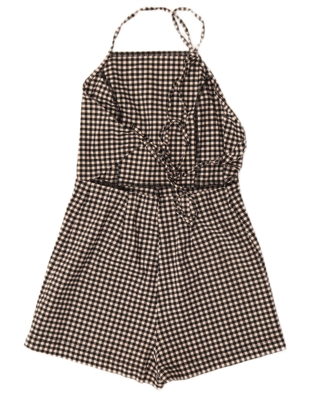 Topshop Γυναικείο Halter Playsuit UK 10 Small Black Gingham Viscose