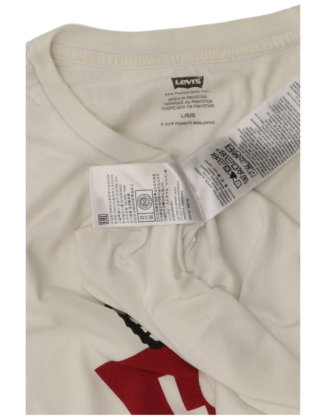 Μπλουζάκι Levi's Mens Peanuts Graphic T-Shirt Top μεγάλο λευκό βαμβακερό