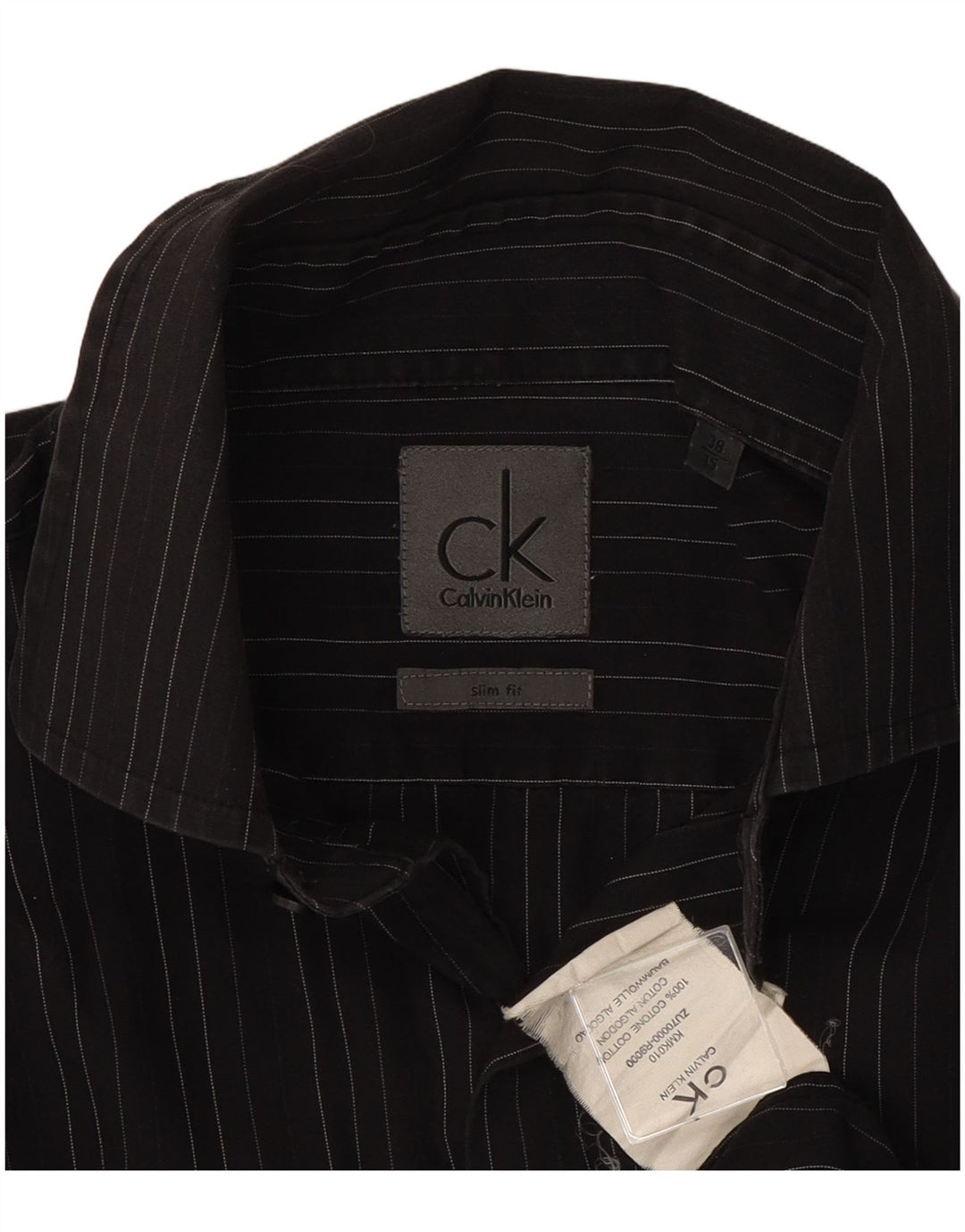 Calvin Klein Ανδρικό πουκάμισο Slim Fit Μέγεθος 38 15 Μέτριο μαύρο βαμβακερό ρίγες
