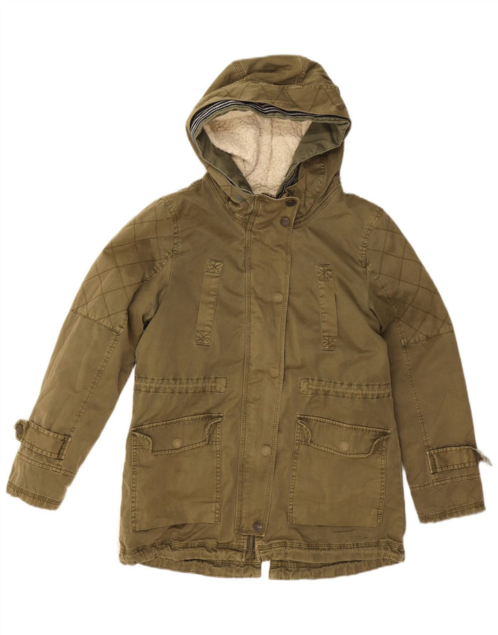 Zara Girls Hooded Parka Jacket 13-14 Years Khaki Polyester