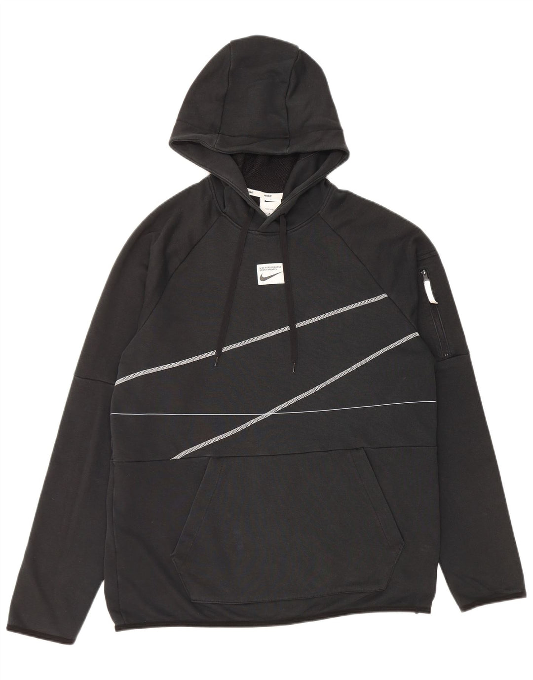 Ανδρικό γραφικό κουκούλα NIKE ανδρικό Dri Fit, μεσαίο μαύρο βαμβακερό ριγέ