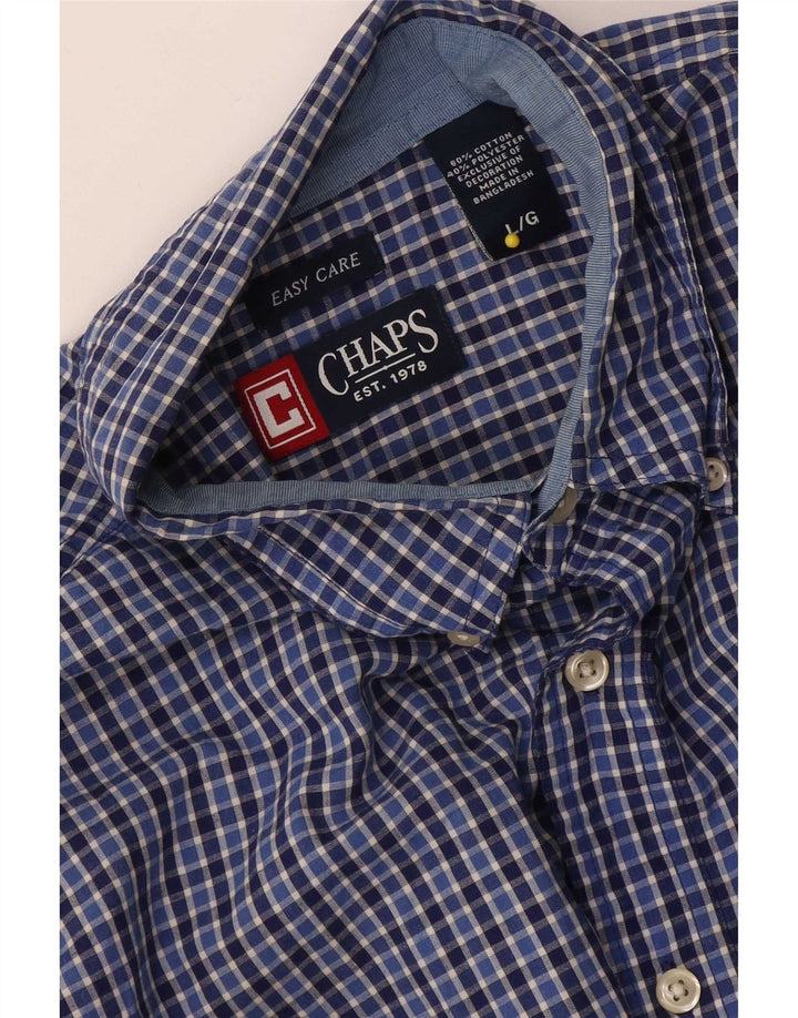 Chaps Ανδρικό πουκάμισο Easy Care Large Blue Check Cotton