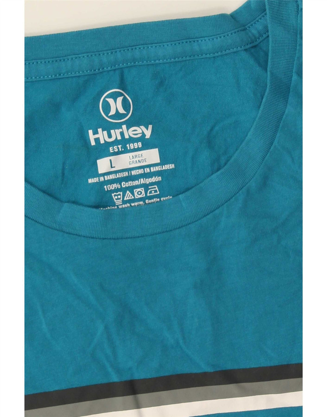 Ανδρικό γραφικό T-Shirt Hurley Top μεγάλο μπλε βαμβακερό