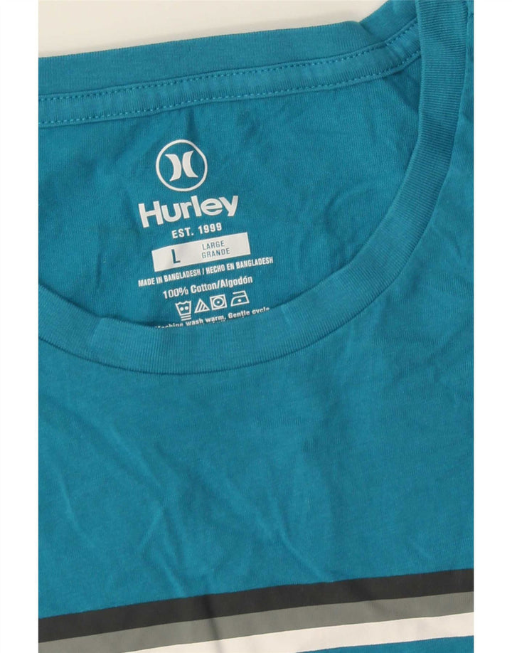 Ανδρικό γραφικό T-Shirt Hurley Top μεγάλο μπλε βαμβακερό