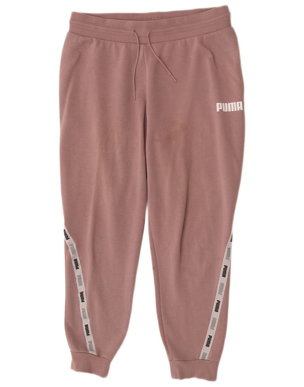 Puma Γυναικεία φόρμα γραφικής φόρμας παντελόνι Joggers UK 16 Large Pink Colourblock