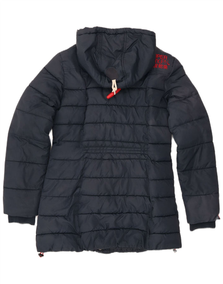 Superdry γυναικείο μπουφάν με κουκούλα UK 14 Large Navy Blue Polyester