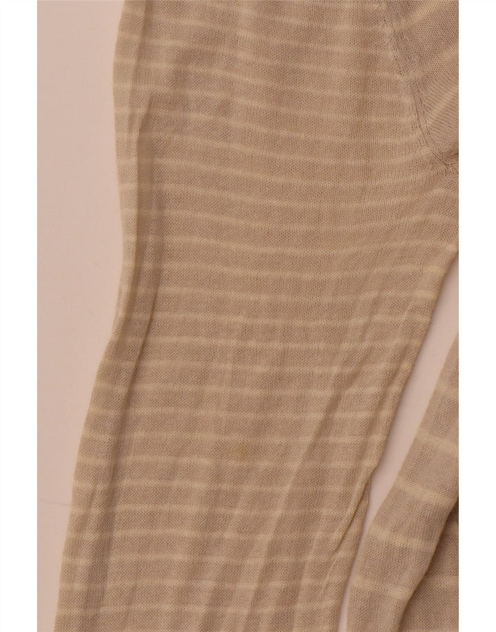 WHITE STUFF Γυναικείο πουλόβερ ζακέτα UK 14 Μεγάλο μπεζ ριγέ λινό