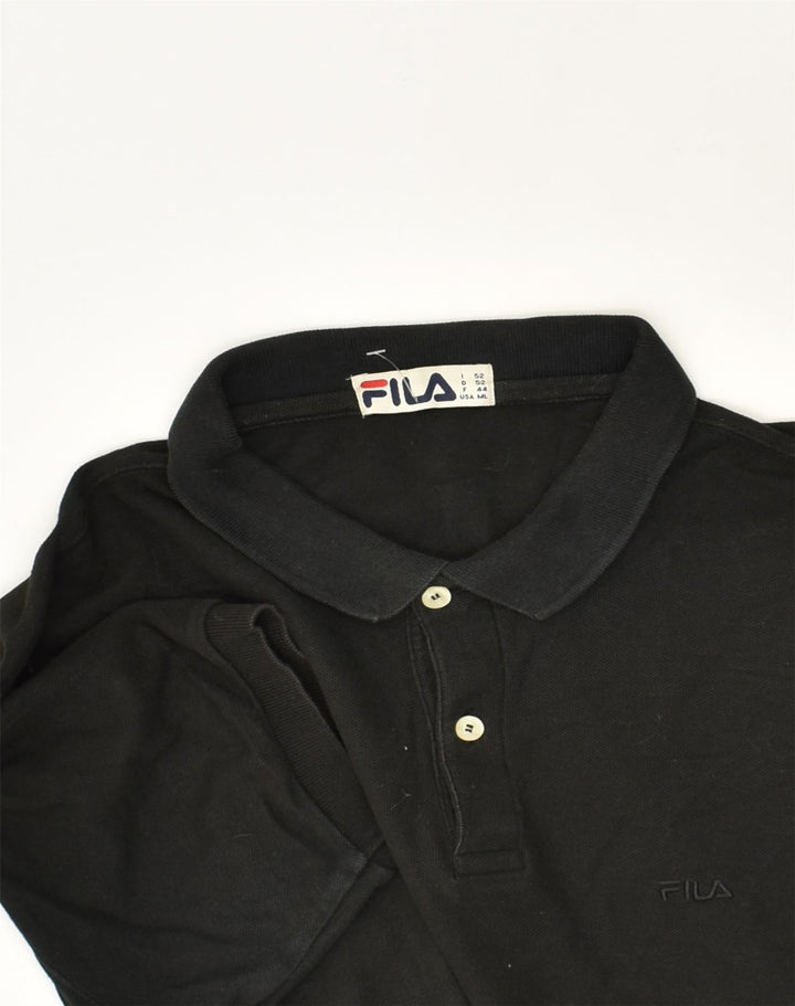 FILA Mens Polo Shirt Medium Black Cotton | Vintage Fila | Thrift | Second-Hand Fila | Used Clothing | Messina Hembry 