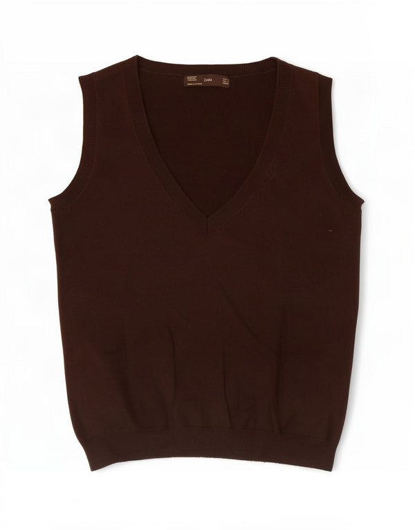 Zara Γυναικείο Γιλέκο Tank Top UK 12 μεσαίο καφέ βαμβακερό