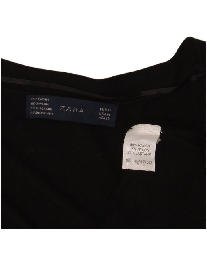 Γυναικείο πουλόβερ ZARA Longline Cardigan UK 14 Medium Black Rayon