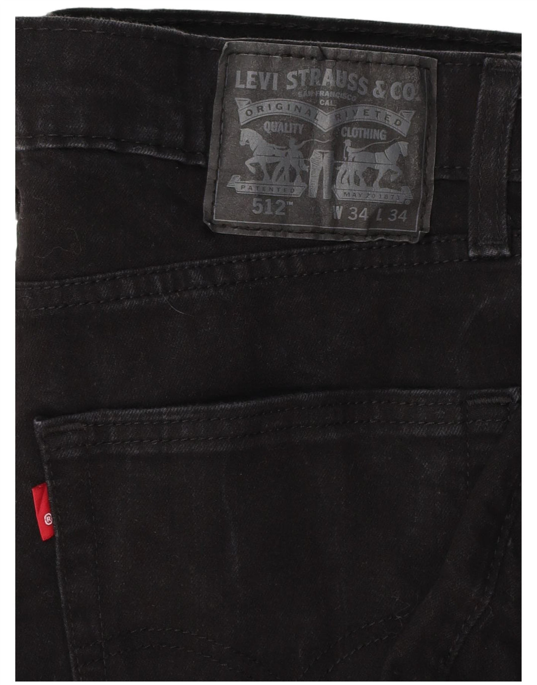 LEVI'S Mens 512 Slim Tapered Jeans W34 L32 Μαύρο βαμβακερό