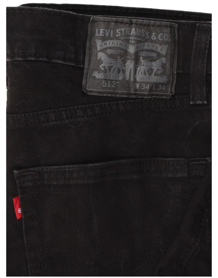 LEVI'S Mens 512 Slim Tapered Jeans W34 L32 Μαύρο βαμβακερό
