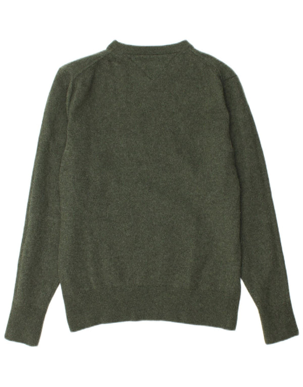 TOMMY HILFIGER Boys Crew Neck Jumper πουλόβερ 13-14 ετών XL πράσινο μαλλί