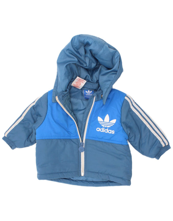 Μπουφάν Adidas Baby Boys γραφικό με κουκούλα με επένδυση 3-6 μηνών μπλε χρώμα