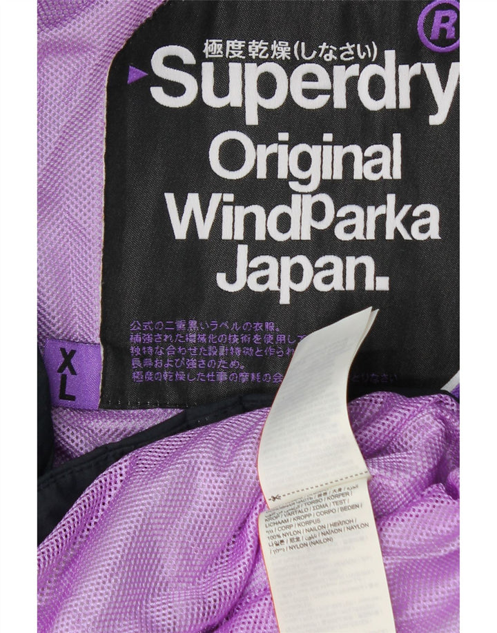 SUPERDRY Γυναικείο μπουφάν Parka Windparka Hooded UK 18 XL Navy Blue Nylon