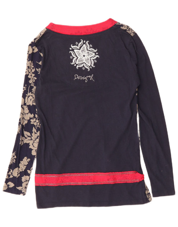 Desigual Γυναικείο τοπ μακρυμάνικο UK 14 Large Navy Blue Floral