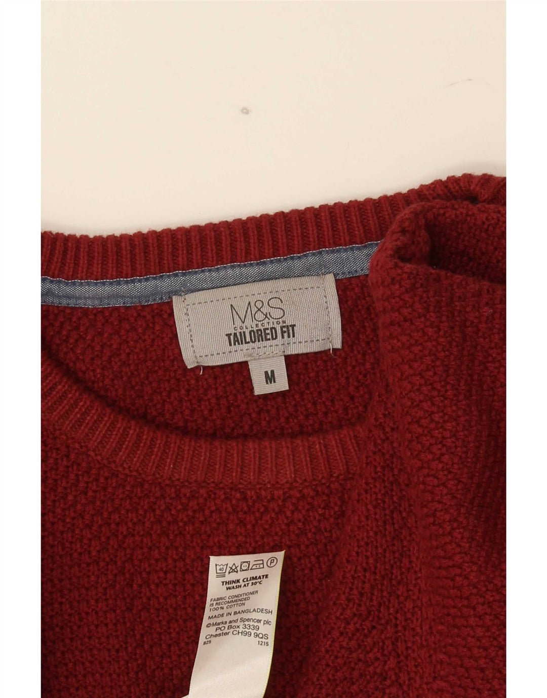 Ανδρικό πουλόβερ Marks & Spencer Tailored Fit Crew Neck Jumper Medium Burgundy