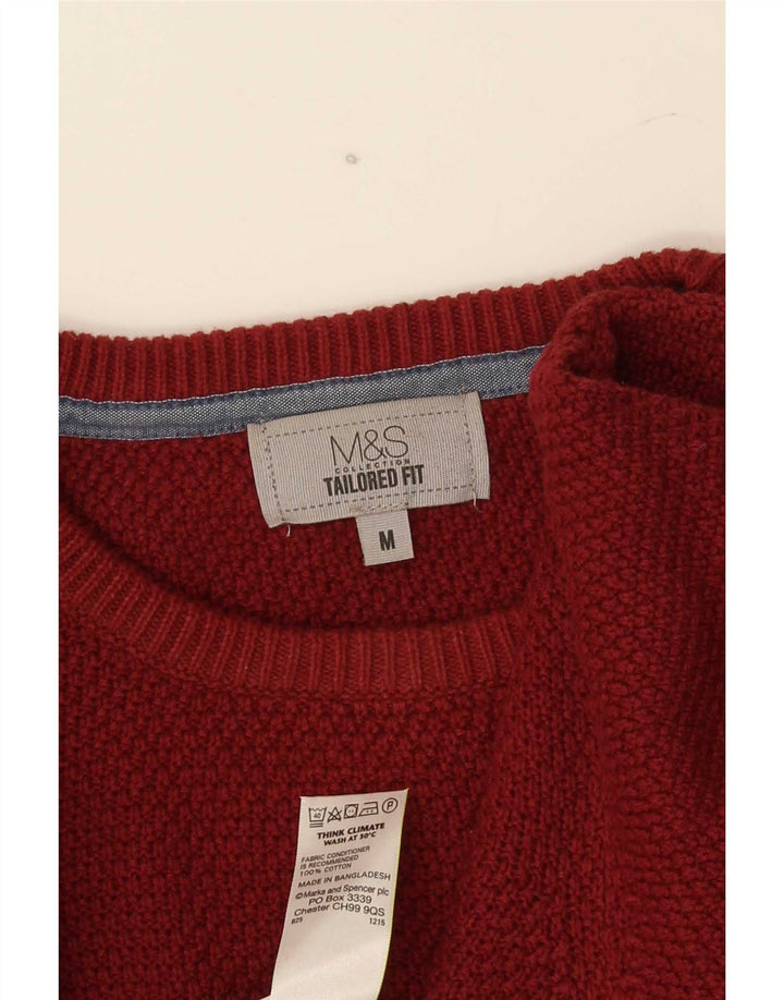 Ανδρικό πουλόβερ Marks & Spencer Tailored Fit Crew Neck Jumper Medium Burgundy