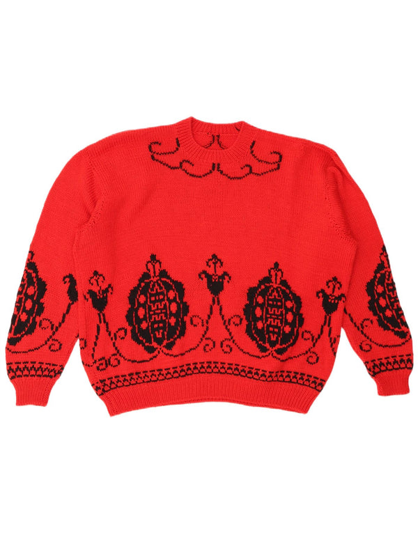 VINTAGE Γυναικείο πουλόβερ υπερμεγέθη Crew Neck Jumper UK 18 XL Red Fair Isle