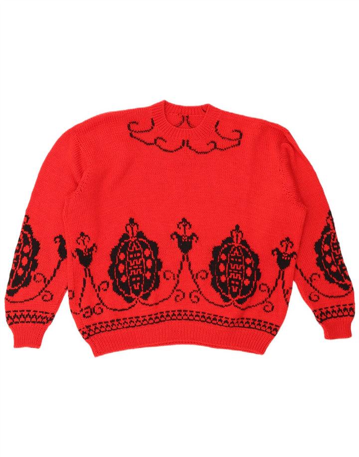 VINTAGE Γυναικείο πουλόβερ υπερμεγέθη Crew Neck Jumper UK 18 XL Red Fair Isle