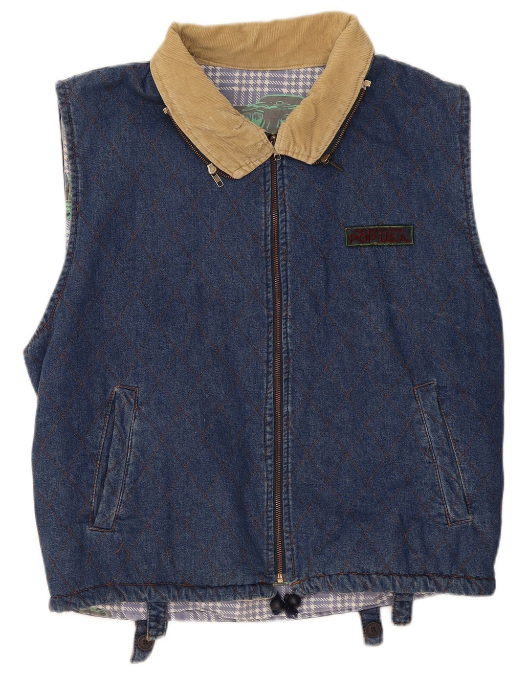 POP 84 Ανδρικό Τζιν Gilet UK 42 XL Μπλε γεωμετρικό