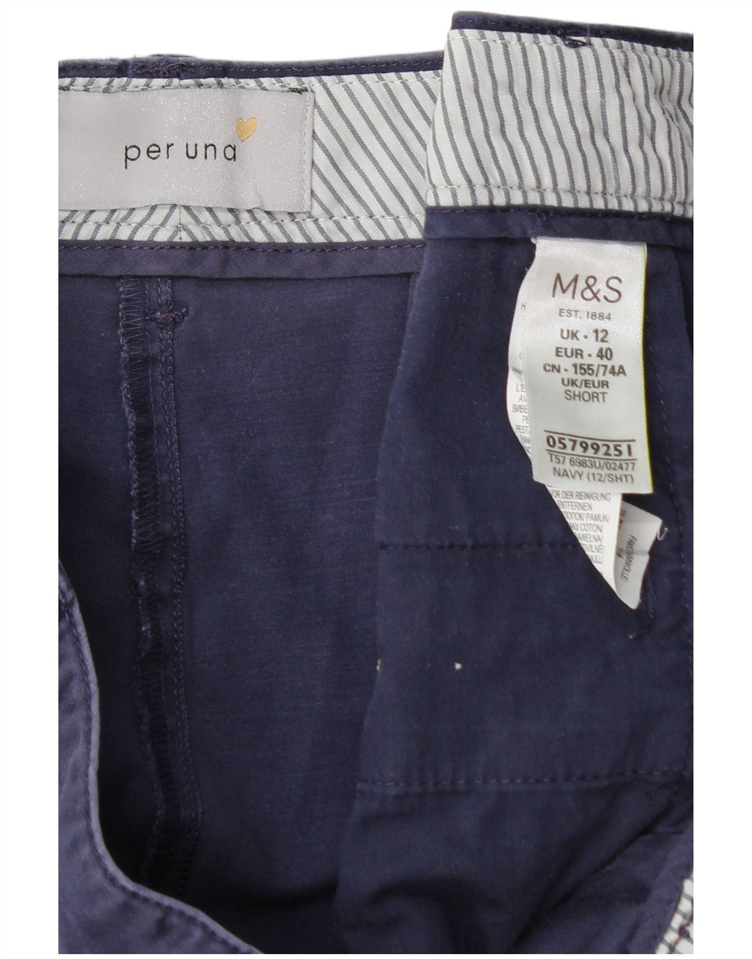 MARKS & SPENCER Γυναικείο παντελόνι Chino UK 12 Medium W30 L26 Navy Blue