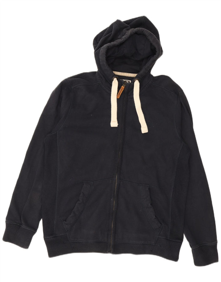 FAT FACE Ανδρικό πουλόβερ με φερμουάρ με κουκούλα μεγάλο μπλε βαμβακερό