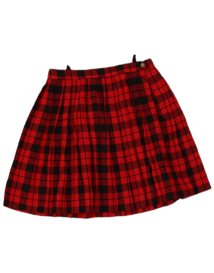 Vintage γυναικεία πλισέ φούστα σε γραμμή Α EU 38 Medium W28 Κόκκινο καρό πολυεστέρας