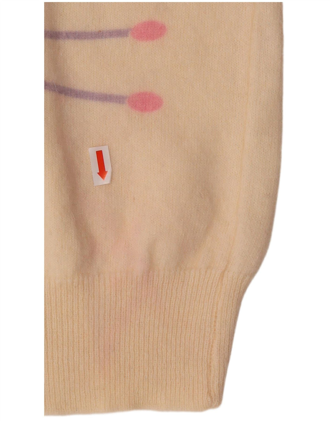 VINTAGE Γυναικείο πουλόβερ με λαιμόκοψη UK 16 Large Off White γεωμετρικό