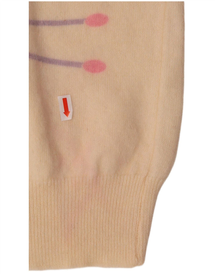 VINTAGE Γυναικείο πουλόβερ με λαιμόκοψη UK 16 Large Off White γεωμετρικό