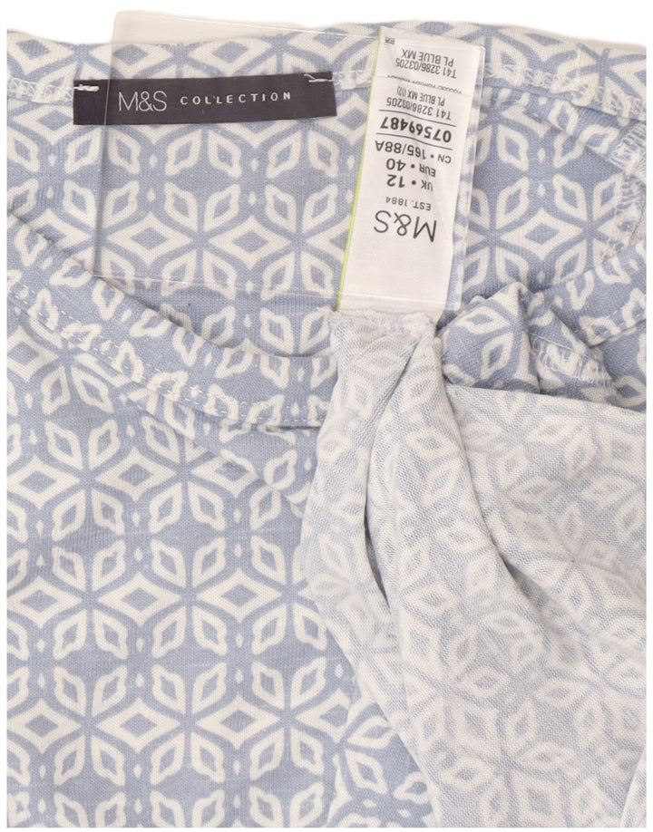 MARKS & SPENCER Γυναικείο τοπ 3/4 μανίκι UK 12 μεσαίο μπλε γεωμετρικό