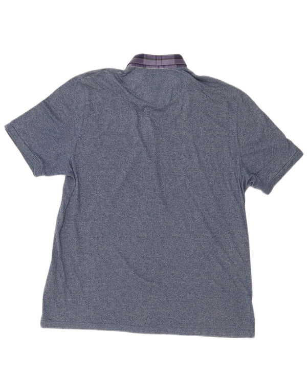 Ανδρικό μπλουζάκι πόλο Ted Baker, νούμερο 6 2XL, βαμβακερό σε μπλε φλύκταινες