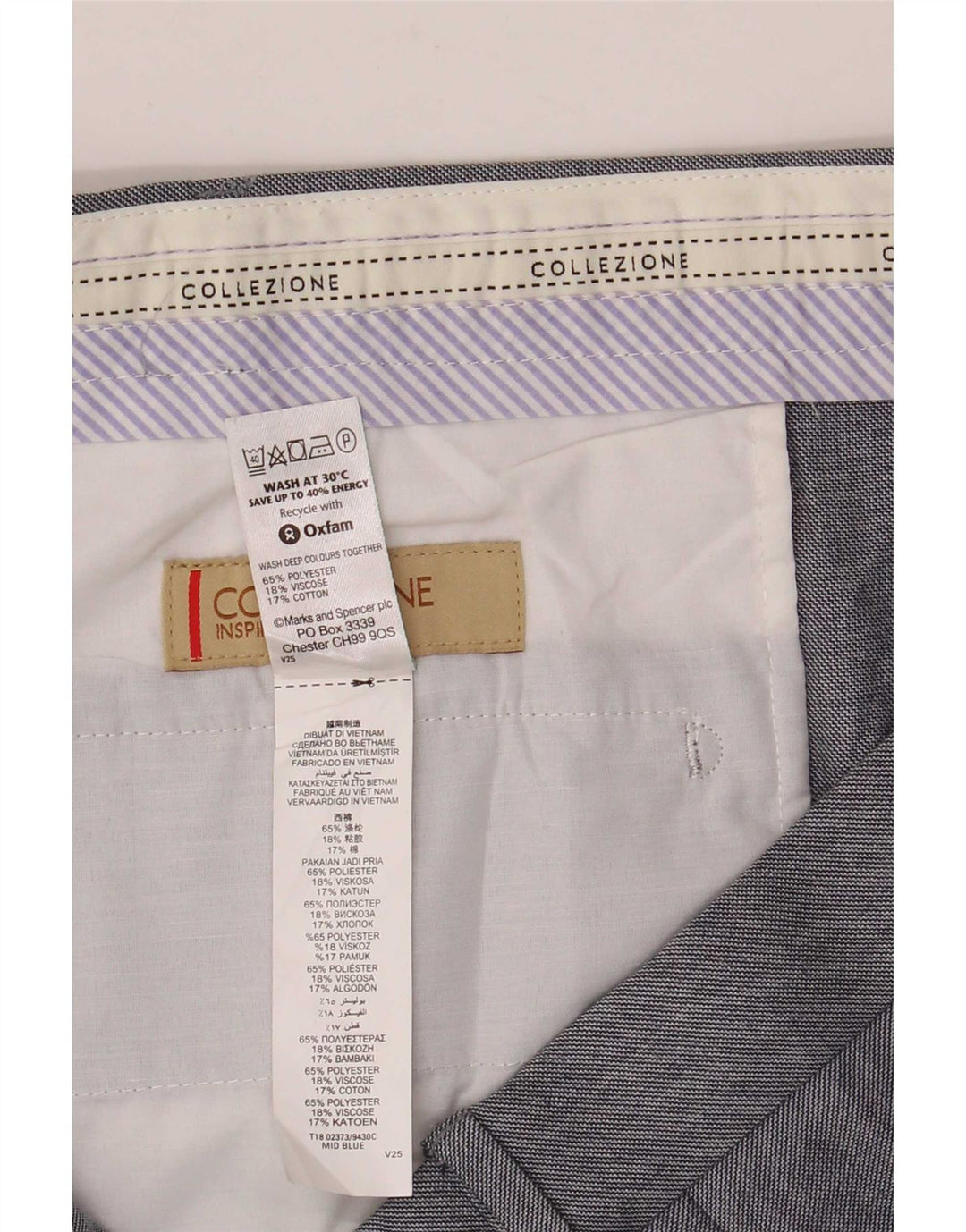 Marks & Spencer Ανδρικό ίσιο παντελόνι Chino W44 L29 Γκρι Πολυεστέρας
